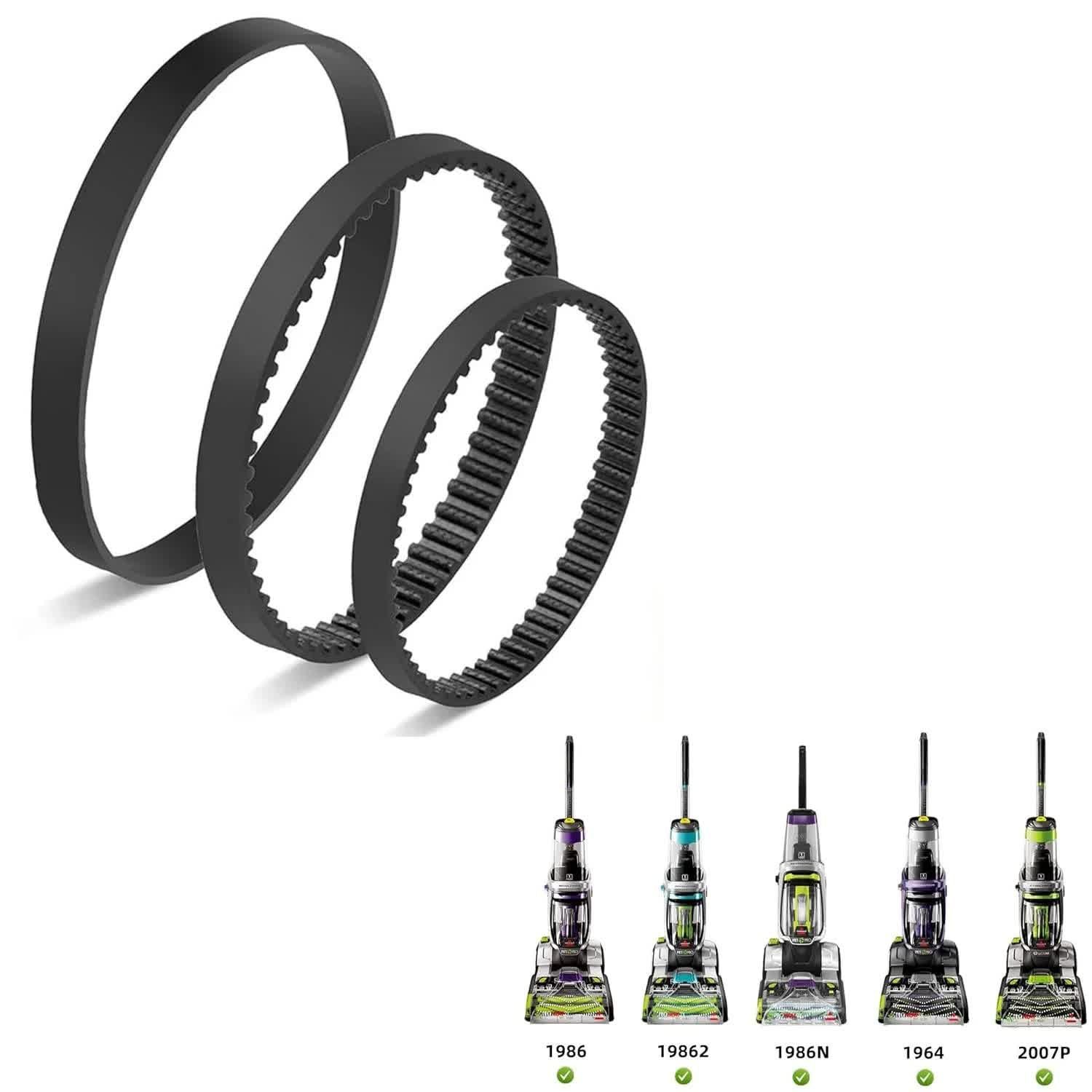 Replacement Belt Suitable for Bissell ProHeat 2X Revolution Pet Pro Carpet Cleaner 1986, 1964, 2007, 2007P Series, Replace Parts 1611129, 1611130 & 1606428(3 Different Types of Belts).