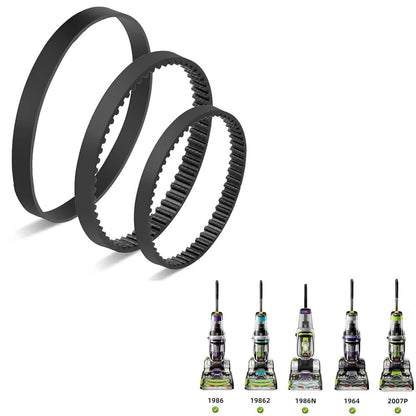 Replacement Belt Suitable for Bissell ProHeat 2X Revolution Pet Pro Carpet Cleaner 1986, 1964, 2007, 2007P Series, Replace Parts 1611129, 1611130 & 1606428(3 Different Types of Belts).