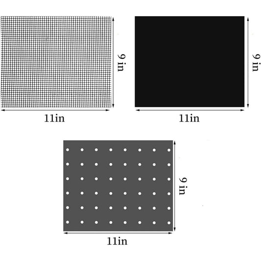 Reusable Liners for Toaster Oven Air Fryer 9 x 11 Accessories Compatible with Breville, Black & Decker, Cuisinart, Emeril Lagasse + More, Perforated Non-Stick Mats for Baking,Cooking,Oven Rack.