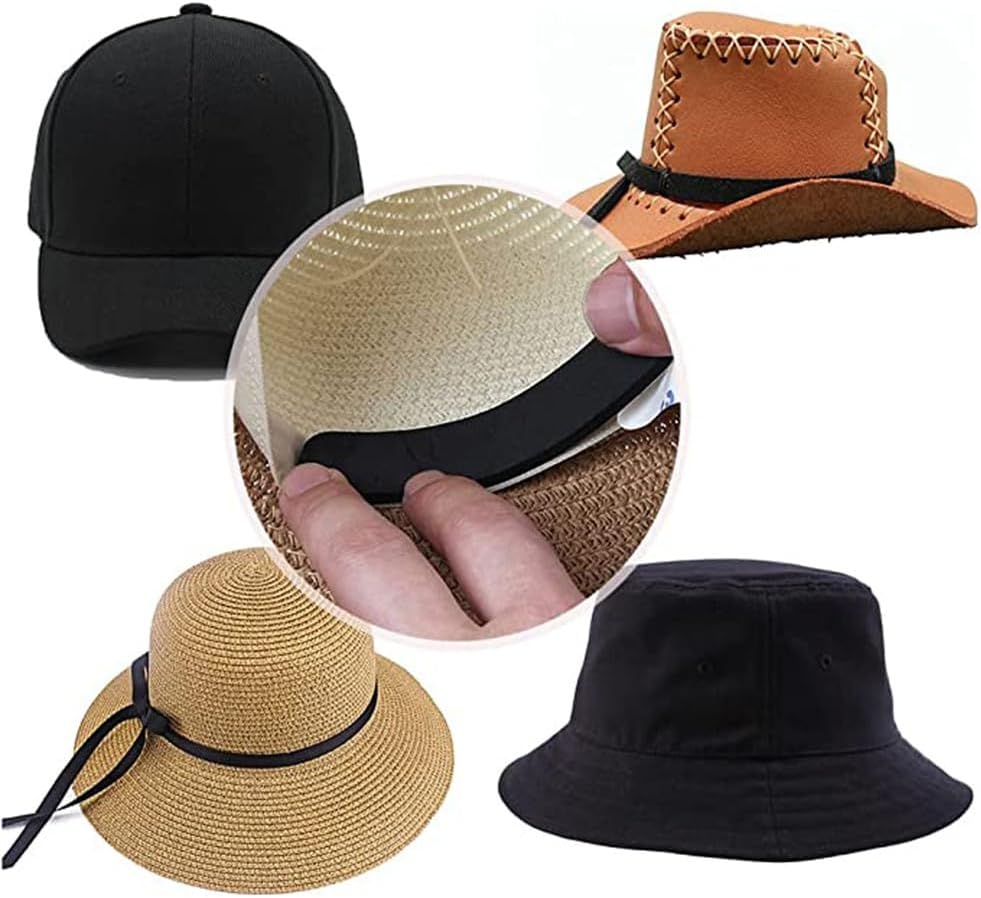 12pcs Hat Size Tape Hat Size Reducer Inserts Liner Foam Reducing Sizing Tape Sizer Self Adhesive for Hats Caps Make Smaller Sweatband Black