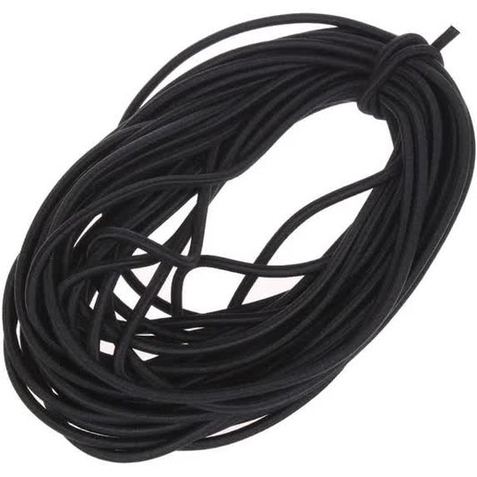 1/8-Inch (3mm) Black Heavy Stretch Round String Elastic Cord (Cut of 10 Yards).