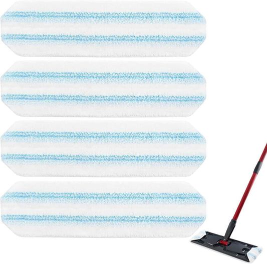 4-Pack Replacement Mop Pads for O-Cedar H2pro Flat Mop System & Vileda | O'Cedar H2 Pro Microfiber Mop Heads Replacements | Washable Reusable Refills | Safe on Wood, Tile, Vinyl Floors.