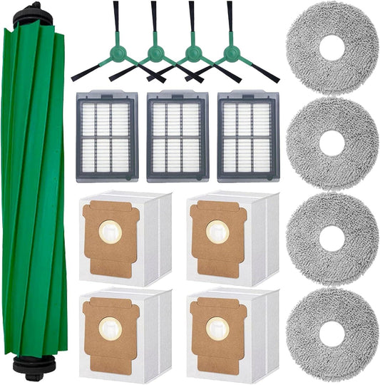 16-Piece Replacement Parts Kit for IRobot Roomba 505/405 Combo Robot Vacuum Cleaner, Main Brush Ã1, Side Brushes Ã4, HEPA Filters Ã3, Cleaning Cloths Ã4, Dust Bags Ã4.