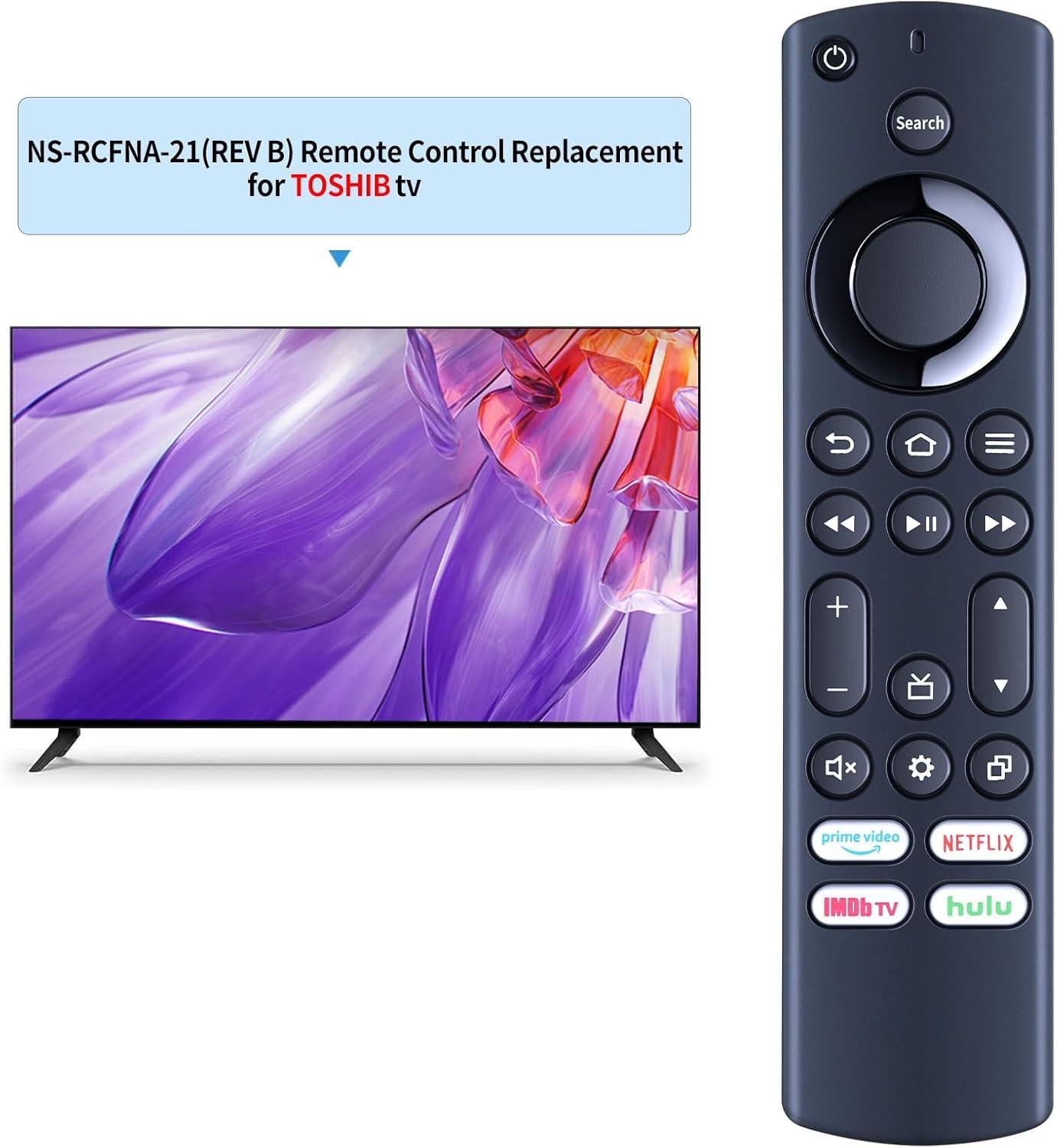 Replacement IR TV Remote Control for Insignia/Toshiba AMZ Smart TVsï¼Replace for NS-RCFNA-21 CT-RC1US-21 Remote.