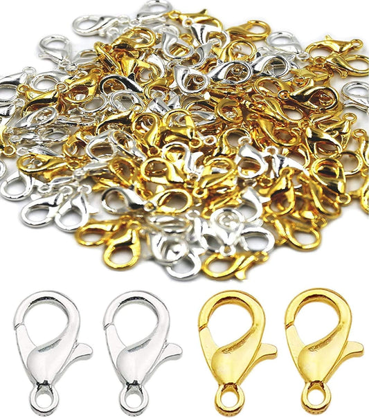 50 Pieces Stainless Steel Lobster Claw Clasps, Silver & Gold Bracelet Necklace Clasps Findings for DIY Jewelry Making(21x12mm).