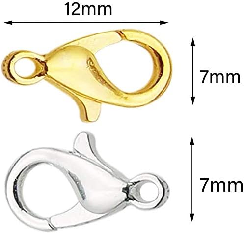 50 Pieces Stainless Steel Lobster Claw Clasps, Silver & Gold Bracelet Necklace Clasps Findings for DIY Jewelry Making(21x12mm).