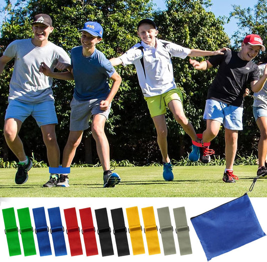 12 Pcs 3 Legged Race Bands Firm Elastic Tie Kids Outdoor Games Teamwork Birthday Party Game for Adults & family Field Day Carnival Theme Outside Yard Games.