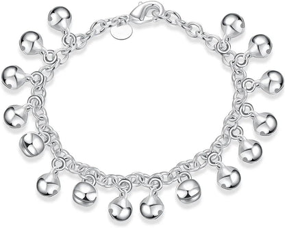 OSIRIDEH2 Bell Bracelet 925 Sterling Silver Bells Sounds Bead Chain Bracelet for Women Wedding Engagement Party Jewelry Jingling Bracelets bracelet