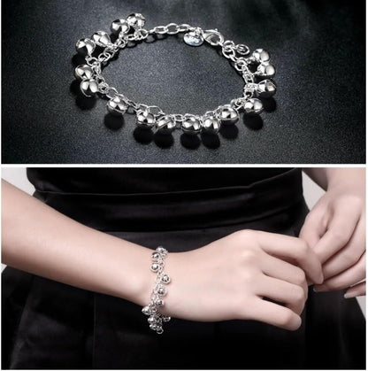 OSIRIDEH2 Bell Bracelet 925 Sterling Silver Bells Sounds Bead Chain Bracelet for Women Wedding Engagement Party Jewelry Jingling Bracelets bracelet