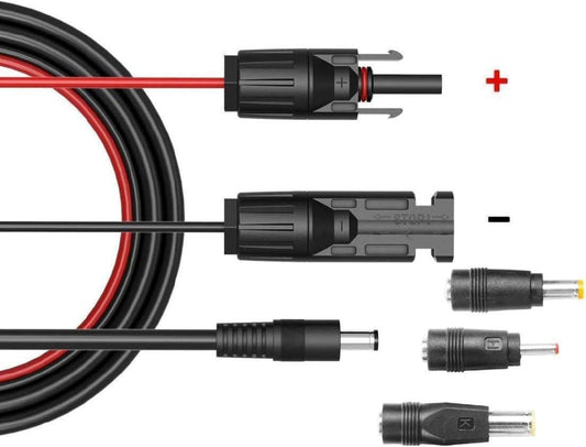 Solar Panel Connectors Compatible with M-C-4 Solar Connectors to DC Extension Cable 16AWG with DC 5.5mmx2.1mm, DC3.5x1.35mm,DC5.5x2.5mm and DC8mm Adapter for Portable Power Station Solar Generators.