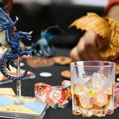 7 Shapes DND Dice Whisky Ice Cubes Mold, 3D Dice Mold DND Accessories For Whiskey Cocktail Summer Ice Drink, Funny DND Gifts For Table Game Lovers Transparent  Transparent.