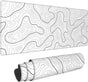 Abstract Topographic Map White Grey Black Gaming Mouse Pad Long Mouse Pad Large Desk Mat 31.5 X 11.8 Inch Mousepad with Non-Slip Base Stitched Edge Keyboard Mat for Gaming Office  Light Grey White.