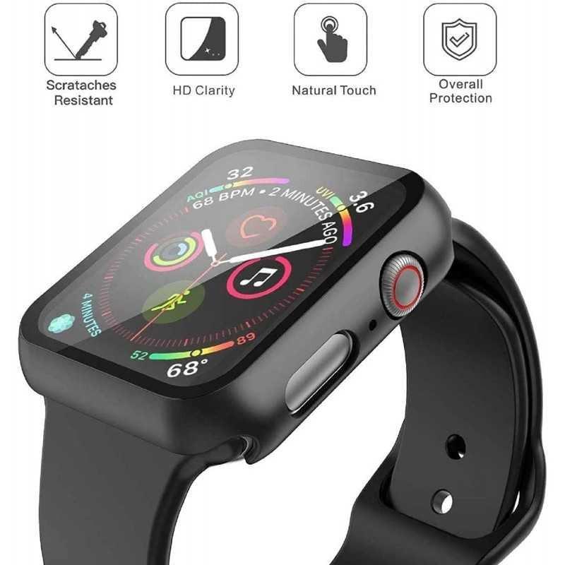 Compatible with Apple Watch 40mm Shockproof Case and 9H Tempered Glass 2-Pack Rose Gold.