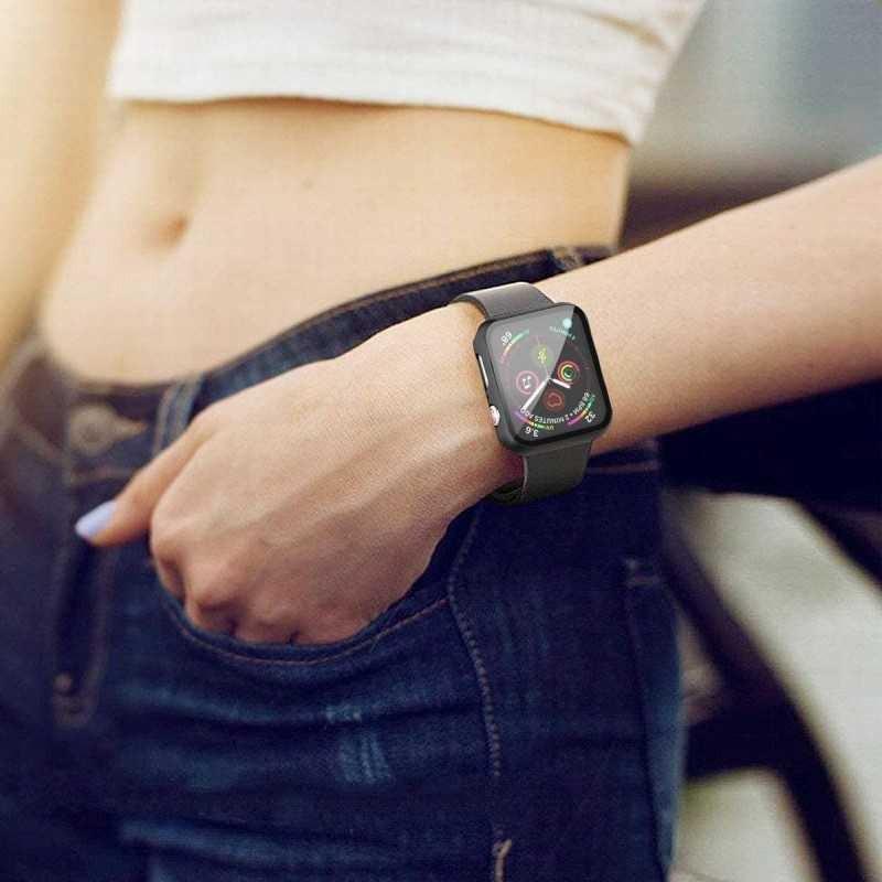 Compatible with Apple Watch 40mm Shockproof Case and 9H Tempered Glass 2-Pack Rose Gold.