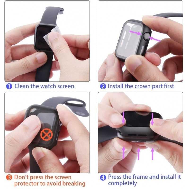 Compatible with Apple Watch 40mm Shockproof Case and 9H Tempered Glass 2-Pack Rose Gold.