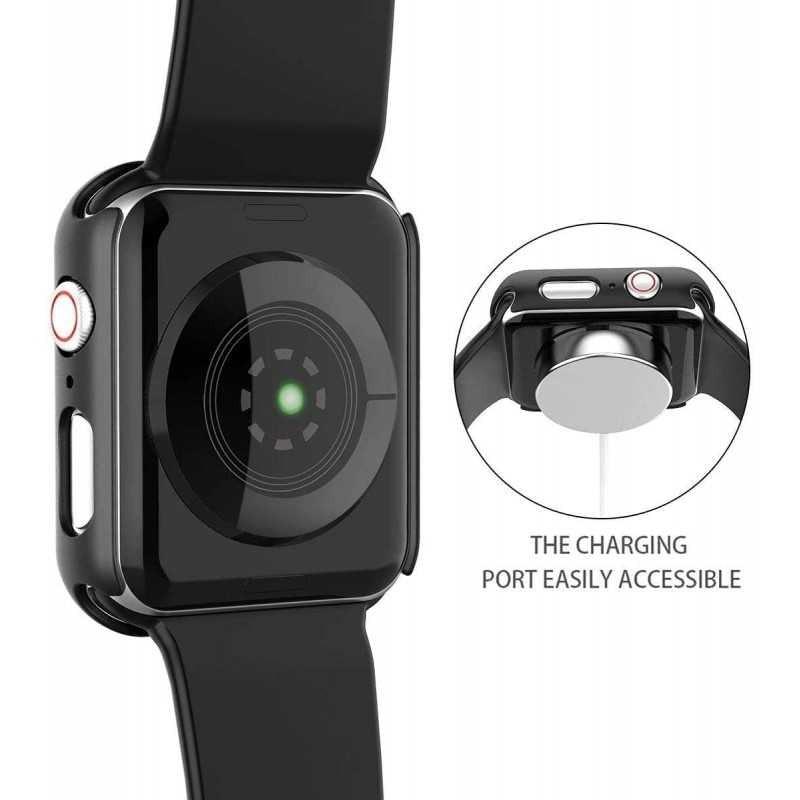 Compatible with Apple Watch 40mm Shockproof Case and 9H Tempered Glass 2-Pack Rose Gold.