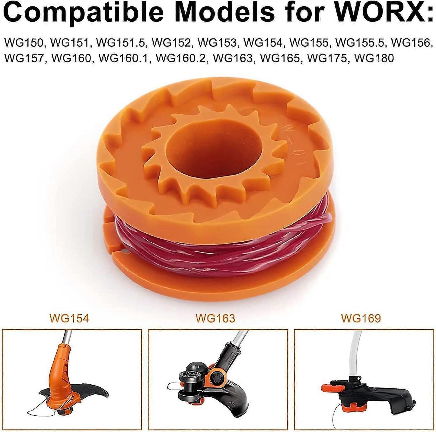 12-pack Trimmer Line for Worx 20V Trimmers, Durable Replacement Spool for Pool Cover and Edge Trimmers, Improved Cutting Speed.