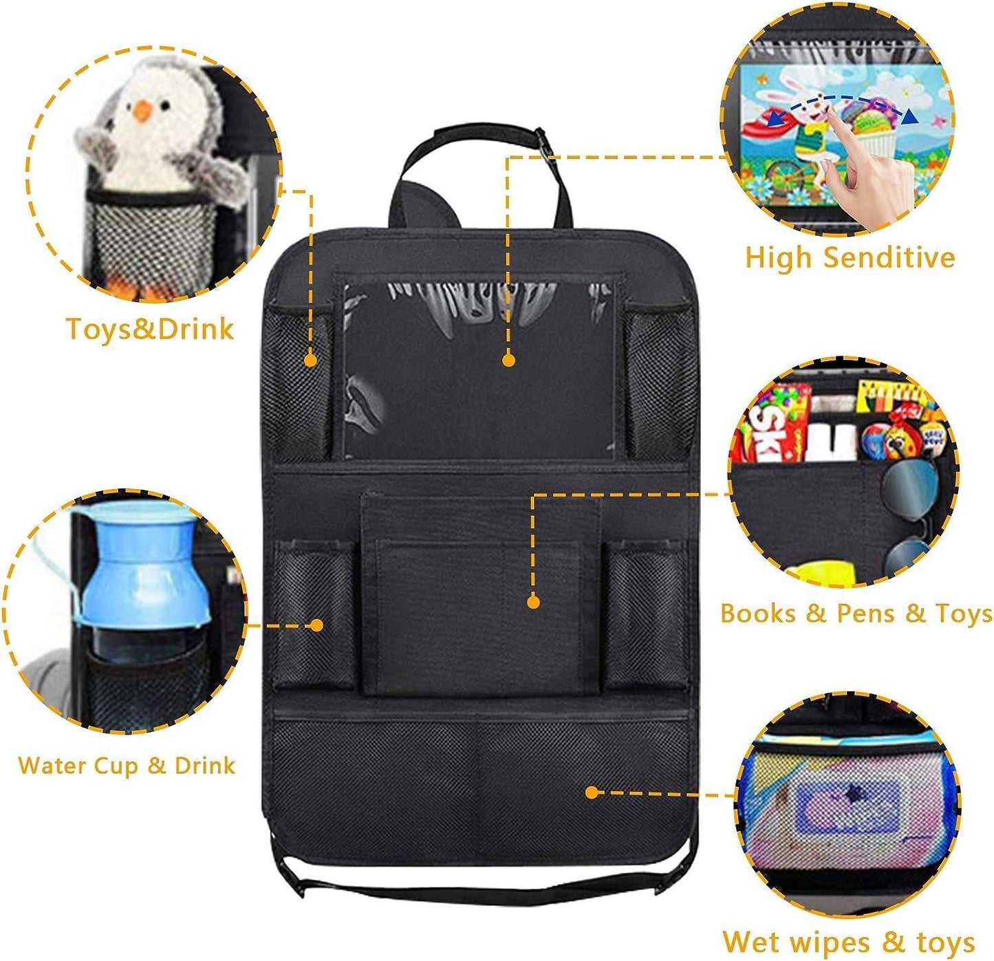 2-PACK Universal car back seat mobile/tablet multiple holders Black Black Black.