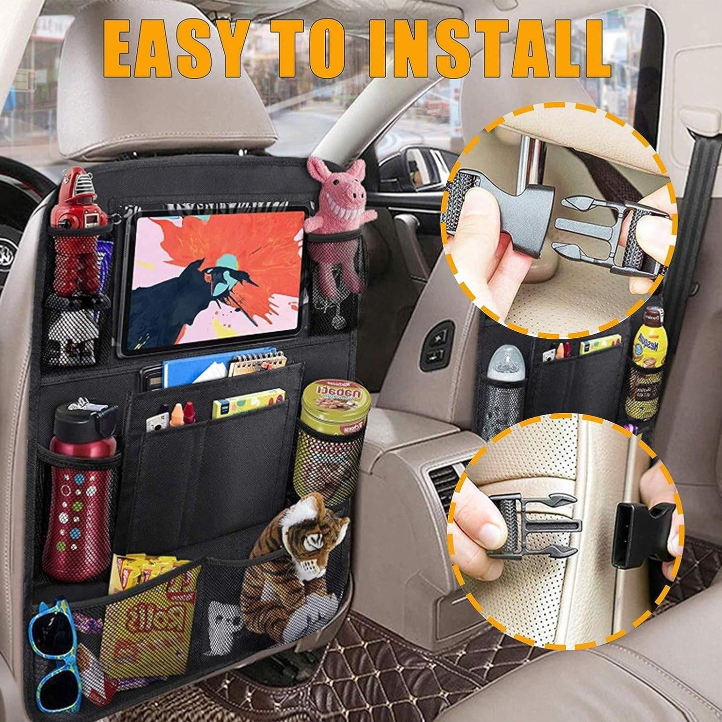 2-PACK Universal car back seat mobile/tablet multiple holders Black Black Black.