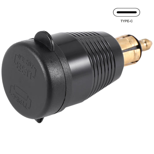 Motorcycle DIN Connector Waterproof Charger For QC3.0 USB Charger & Type C 30W Power Delivery Adapter Socket (YJD).