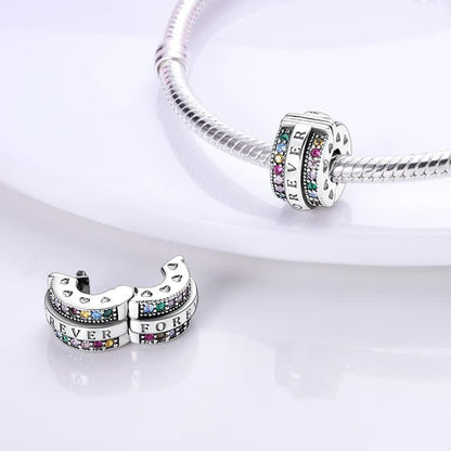 925 Sterling Silver Clip Charms Safety Chain Charm Silicone Stopper Bead Fit Jewelry Making For Bracelet T Diy PTC512.