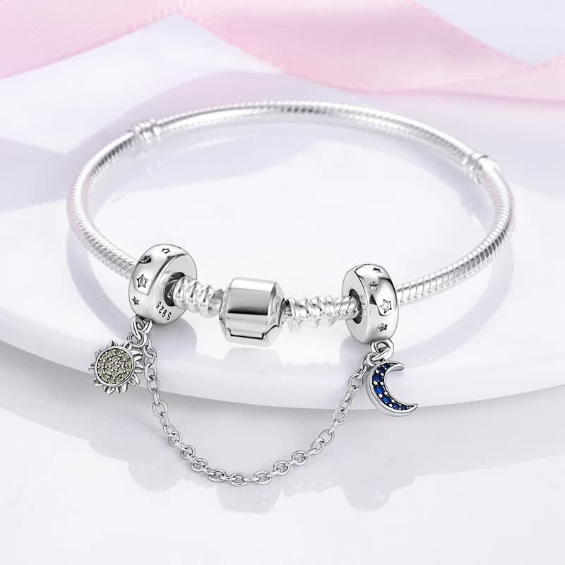 925 Sterling Silver Clip Charms Safety Chain Charm Silicone Stopper Bead Fit Jewelry Making For Bracelet T Diy PTC512.