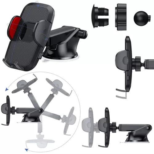 Car Phone Holder with Suction Cup Mount for Mobile Devices.