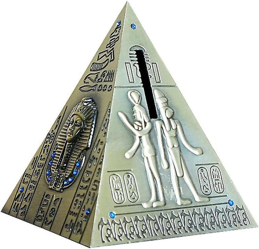 Egyptian pyramid statue model piggy bank home decor 13 cm - Antique brass (Egyptian pyramid).