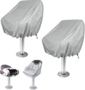 Outdoor Waterproof Chair Covers 2-Pack for Pontoon Boat Bench Protector Oxford Fabric Compatible with Pedestal Captain Chair.