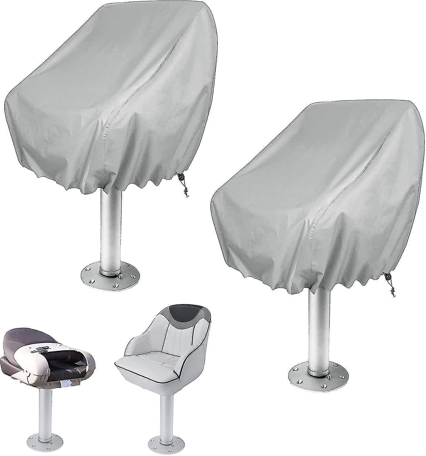 Outdoor Waterproof Chair Covers 2-Pack for Pontoon Boat Bench Protector Oxford Fabric Compatible with Pedestal Captain Chair.