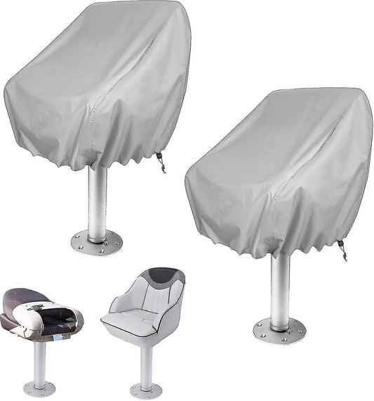 Outdoor Waterproof Chair Covers 2-Pack for Pontoon Boat Bench Protector Oxford Fabric Compatible with Pedestal Captain Chair.