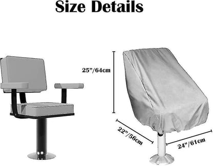 Outdoor Waterproof Chair Covers 2-Pack for Pontoon Boat Bench Protector Oxford Fabric Compatible with Pedestal Captain Chair.