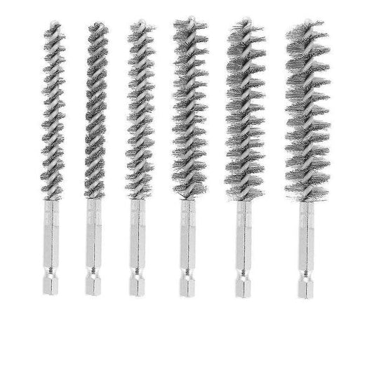 6-Piece Wire Brush Set for Drills, Multiple Sizes for Cleaning, Compatible with Most Brands.