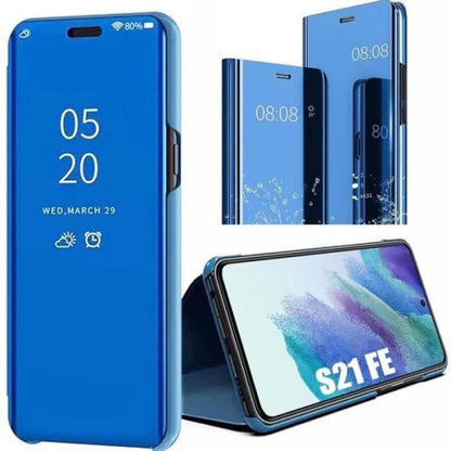 Compatible with Samsung S21 FE Transparent Blue Full Body Protection Smart Case 360 Samsung.