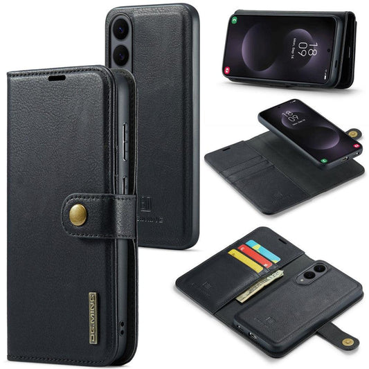 Magnetic Wallet for Compatible with Samsung Galaxy S25 Edge Black Case 2-in-1 with Card Holder.