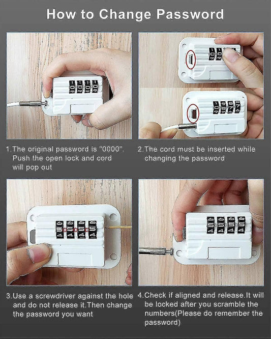 Refrigerator Safety Lock Self-Adhesive Combination Lock White Pack for Adults Compatible with Electric Mini Fridge.