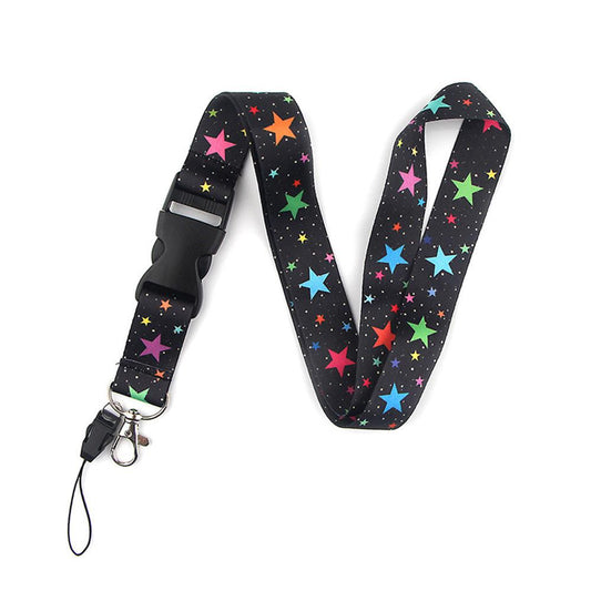 Smooth Sunflower, Stars Lanyard Black.