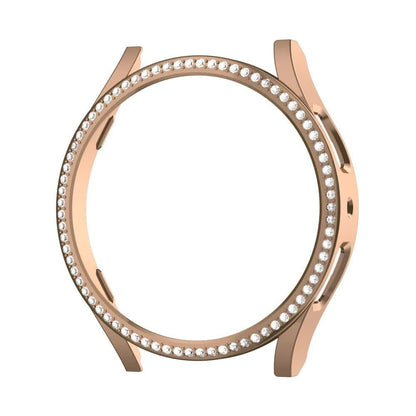 Diamond-Coated Rose Gold Case with PC Single Row Protection Compatible withSamsung Galaxy Watch 6 5 4 40mm.