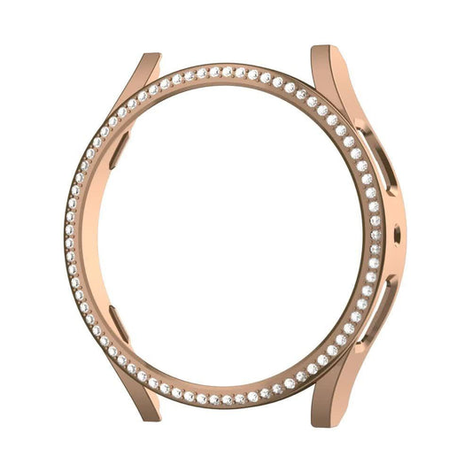 Diamond-Coated Rose Gold Case with PC Single Row Protection Compatible withSamsung Galaxy Watch 6 5 4 40mm.