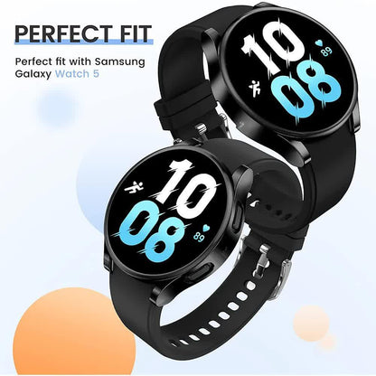 Compatible with Samsung Galaxy Watch 4 5 6 Screen Protector Case 40mm 44mm with Silicone TPU Bumper Black Galaxy Watch6 44mm.