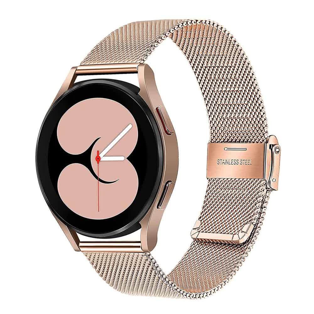 Stainless Steel Bracelet Compatible withSamsung Galaxy Watch 4 5 6 40mm 44mm Mesh Loop Bling Case Gold Set.
