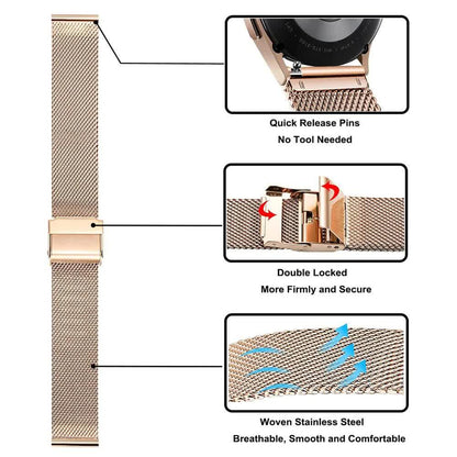 Stainless Steel Bracelet Compatible withSamsung Galaxy Watch 4 5 6 40mm 44mm Mesh Loop Bling Case Gold Set.