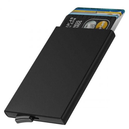 1 pc aluminum smart card holder (RFID protected) pop-up - black