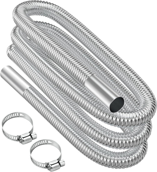 Stainless Steel Air Heater Hose 300cm Ã 2.5cm Exhaust Pipe with 2 Clamps for Parking Heater.