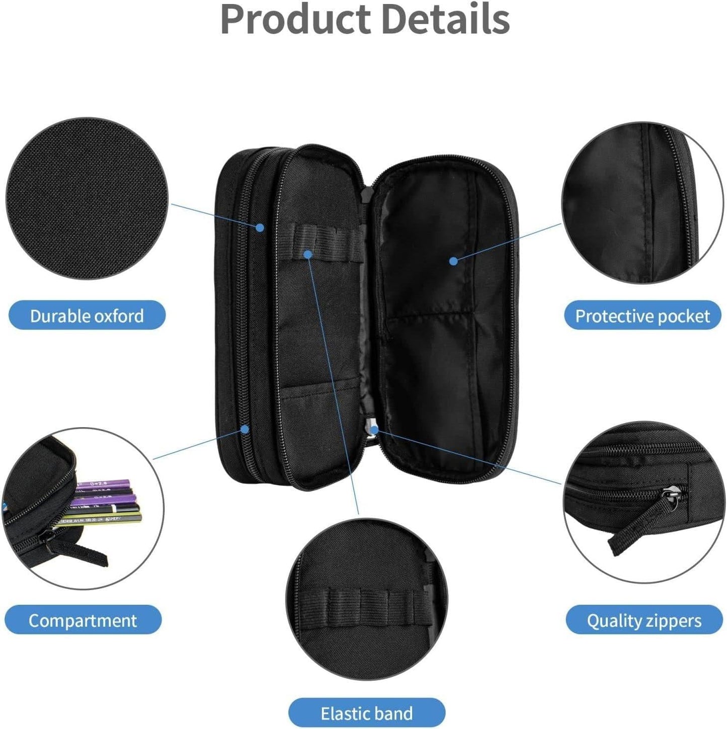 Blue sports pencil case with soccer motif, spacious and durable pencil case with zippers, soccer pencil case Soccer Blue Soccer Blue.