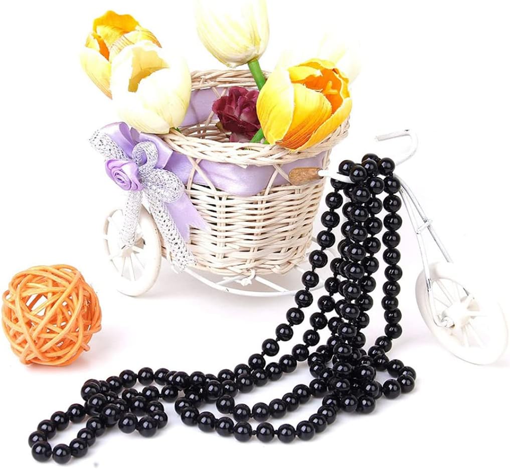 Black Pearl Necklace Extra Long Faux Pearl Chain Multi-Layer Sweater Necklace for Women