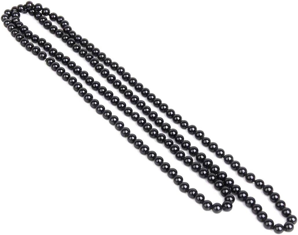Black Pearl Necklace Extra Long Faux Pearl Chain Multi-Layer Sweater Necklace for Women
