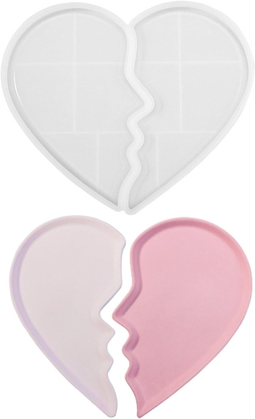 Heart Jewelry Tray Silicone Mold, Epoxy Resin Casting Mold for Jewelry Storage.