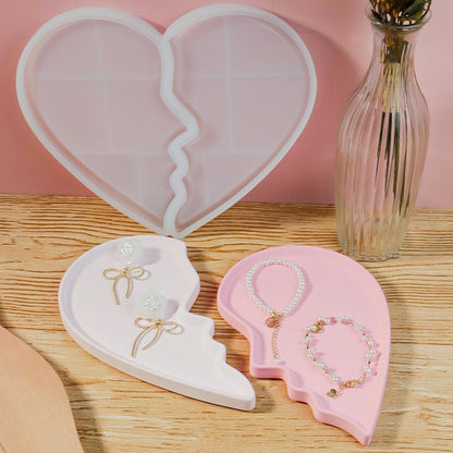 Heart Jewelry Tray Silicone Mold, Epoxy Resin Casting Mold for Jewelry Storage.
