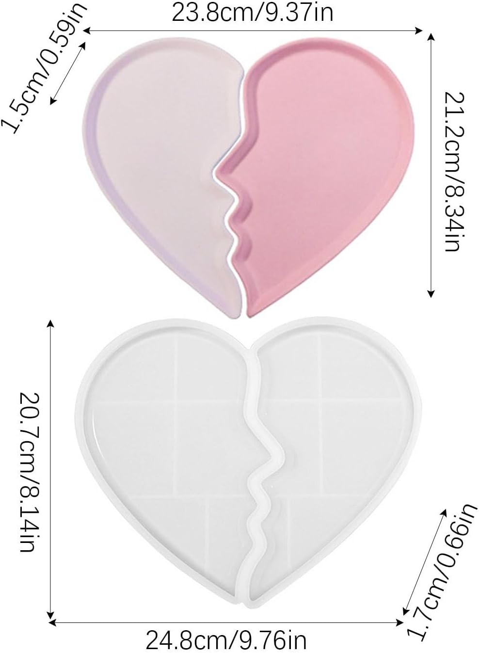 Heart Jewelry Tray Silicone Mold, Epoxy Resin Casting Mold for Jewelry Storage.